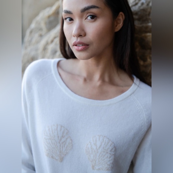 NWT CATNIP + SEAWEED Broken Shell Cashmere Sweater in White Med - Picture 2 of 7